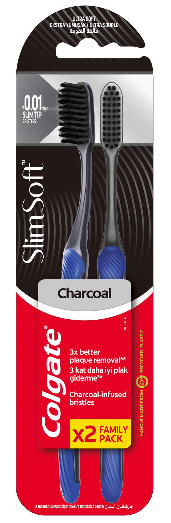 Colgate Slim Soft Charcoal Toothbrush 1+1 Free