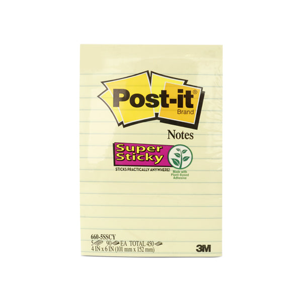 660 5SSCY POST IT LINED SS NOTES 4INX6IN CANARY YELLOW 5PDS