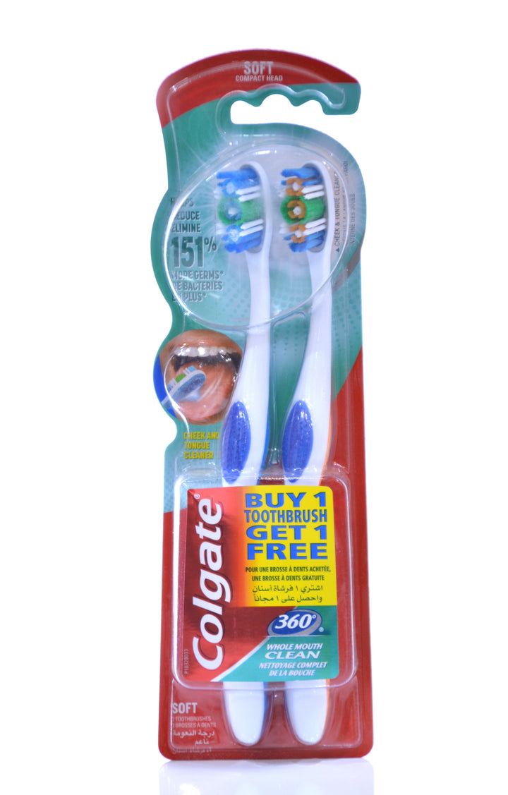 COLGATE - 360 SOFT TOOTHBRUSH MULTIPACK - 2pk - 360 Whole Mouth Clean Soft 1+1 - Holdnshop