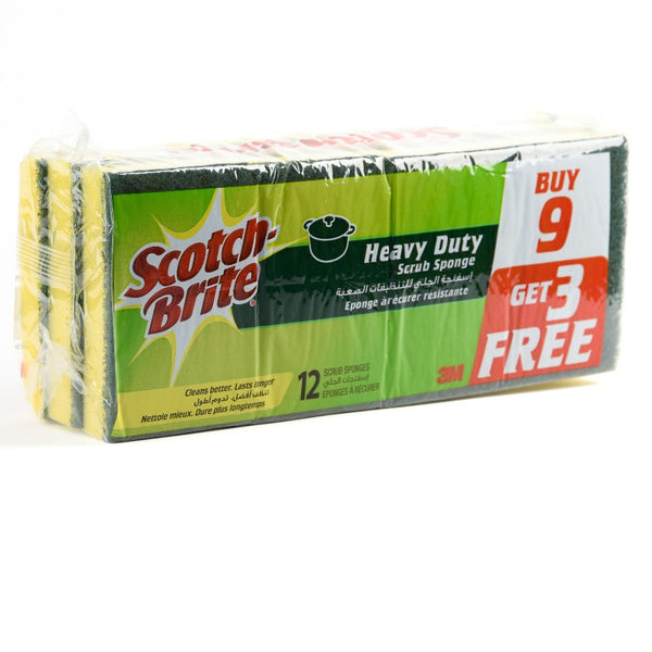 SCOTCH BRITE - Scotch Brite  Heavy Duty Scrub Sponge 9+3 FREE - HOUSEHOLD PRODUCTS - Holdnshop