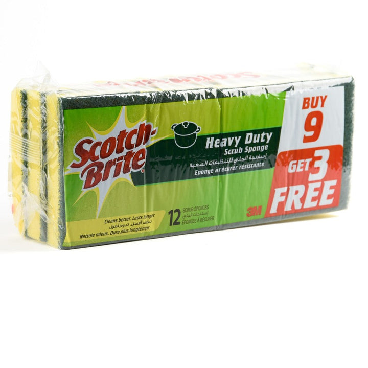 SCOTCH BRITE - Scotch Brite  Heavy Duty Scrub Sponge 9+3 FREE - HOUSEHOLD PRODUCTS - Holdnshop