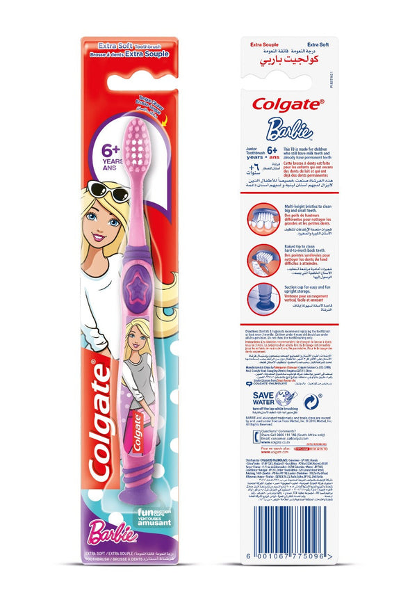 COLGATE - KIDS BATMAN/BARBIE ASSORTED 6+YEARS EXTRA SOFT MANUAL TOOTHBRUSH - Kids Batman & Barbie 6+ - Holdnshop