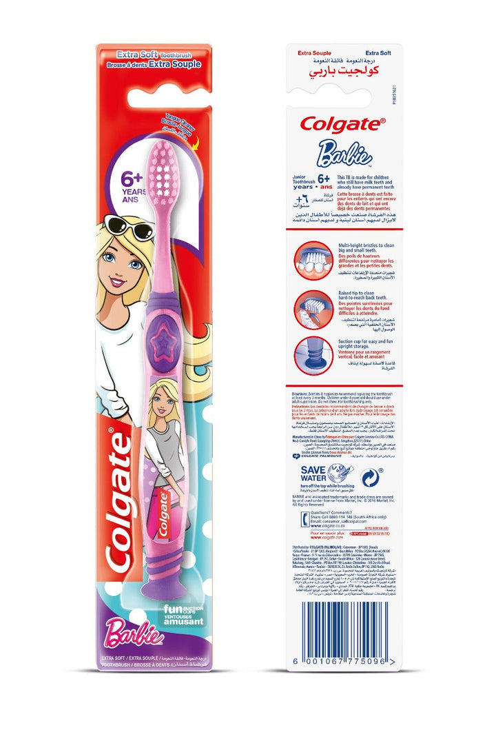 COLGATE - KIDS BATMAN/BARBIE ASSORTED 6+YEARS EXTRA SOFT MANUAL TOOTHBRUSH - Kids Batman & Barbie 6+ - Holdnshop