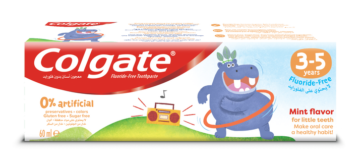 COLGATE - COLGATE 0% ARTIFICIAL 3-5 YEARS FLUORIDE FREE KIDS TOOTHPASTE 60ML - Personal & Hygiene care - Holdnshop