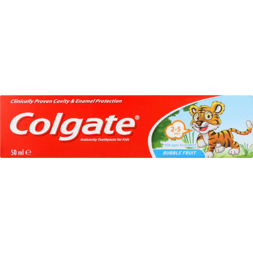 COLGATE - KIDS TOOTHPASTE GEL 2-5 YEARS BUBBLE FRUIT, 50ML - Junior Bubble 2-5 - Holdnshop