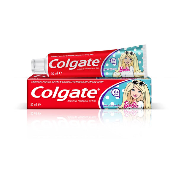 COLGATE - KIDS GIRLS FLUORIDE TOOTHPASTE 6+YEARS BARBIE, 50ML - Junior Barbie 6+ - Holdnshop