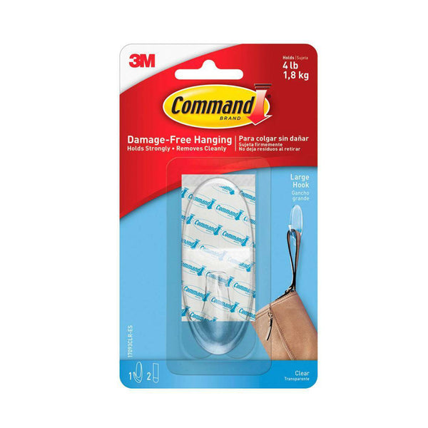 17093CLR Command™ Large Clear Hook with Clear Strips (1 Hook)