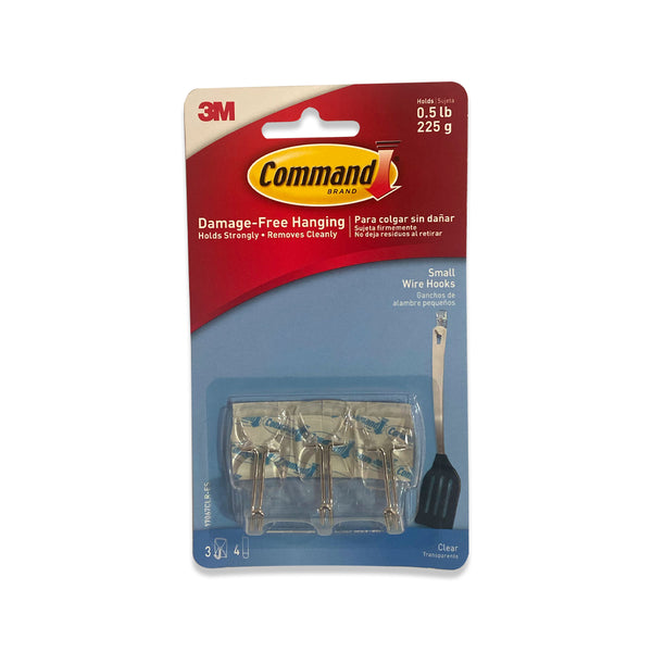 17067CLR CLEAR SMALL WIRE HOOKS WITH CLEAR STRIPS (3 HOOKS 4STRIPS)