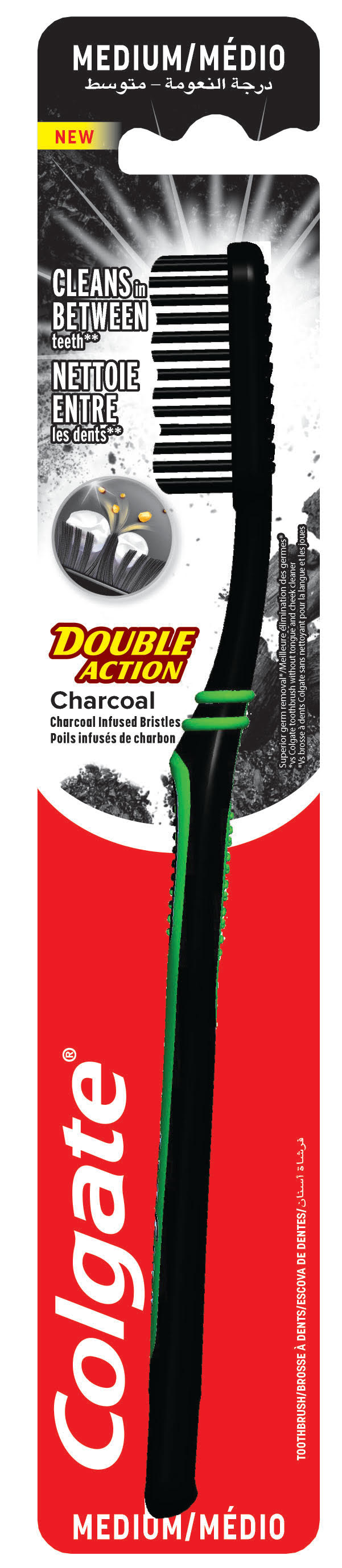 COLGATE - COLGATE DOUBLE ACTION MEDIUM CHARCOAL TOOTHBRUSH - Personal & Hygiene care - Holdnshop