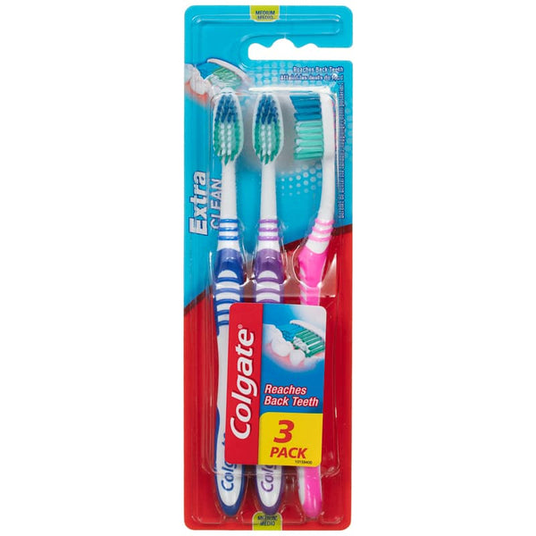 COLGATE - EXTRA CLEAN MEDIUM TOOTHBRUSH, VALUE PACK - 3pk - Extra Clean 2+1 Free - Holdnshop