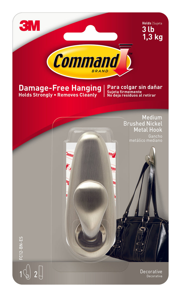 COMMAND - FC12-BN BRUSHED NICKEL FOREVER CLASSIC METAL HOOKS MEDIUM - Stationery - Holdnshop