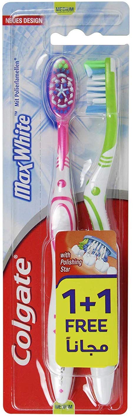 COLGATE - MAXWHITE WHITENING MEDIUM TOOTHBRUSH MULTIPACK - 2pk - Maxwhite Twinpack Medium - Holdnshop