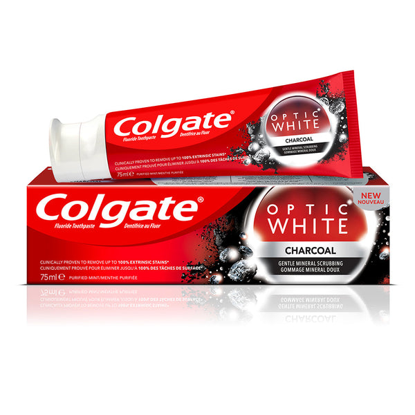 COLGATE - OPTIC WHITE CHARCOAL WHITENING 75ML - Optic Charcoal - Holdnshop