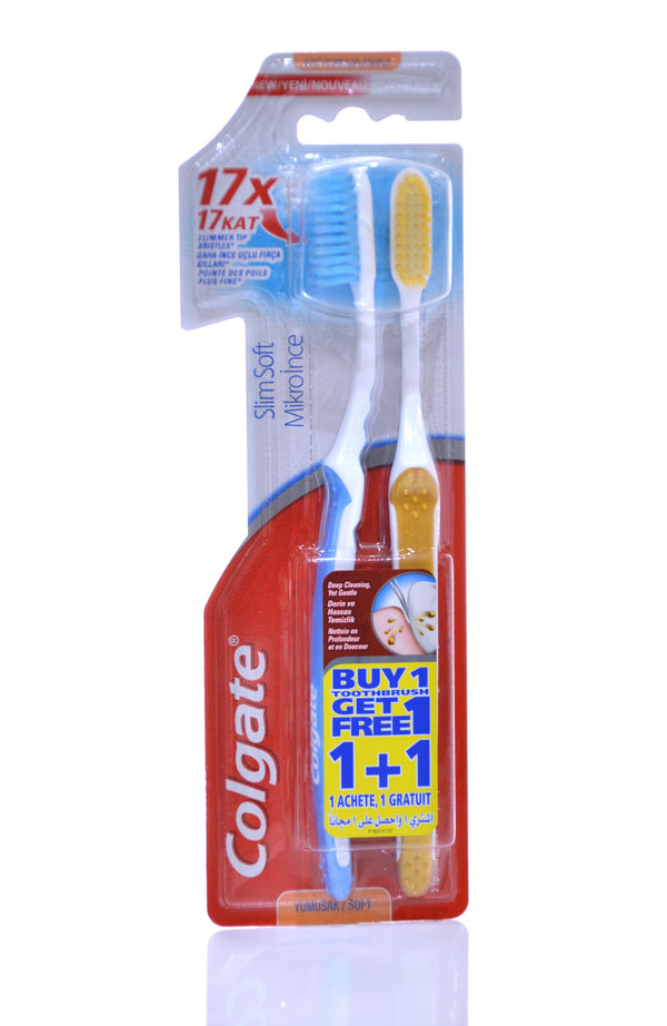 COLGATE - SLIM SOFT TOOTHBRUSH MULTIPACK - 2pk - Slim Soft Compact Twinpack - Holdnshop