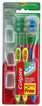 COLGATE - TWISTER MEDIUM TOOTHBRUSH MULTIPACK - 3pk - Twister Triplepack Medium - Holdnshop