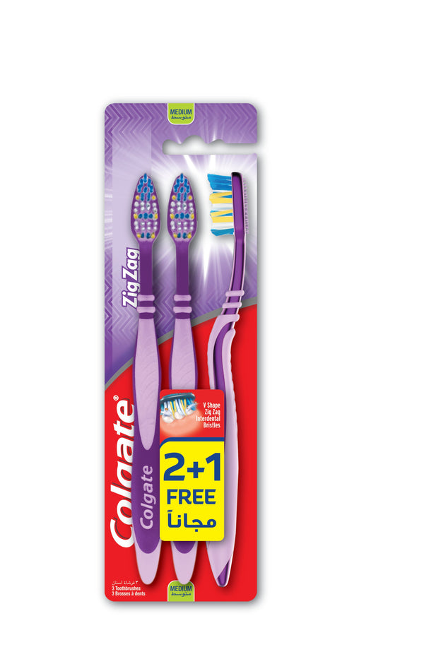 COLGATE - ZIGZAG FLEXIBLE MEDIUM TOOTHBRUSH MULTIPACK - 3pk - Zigzag Triplepack Medium - Holdnshop